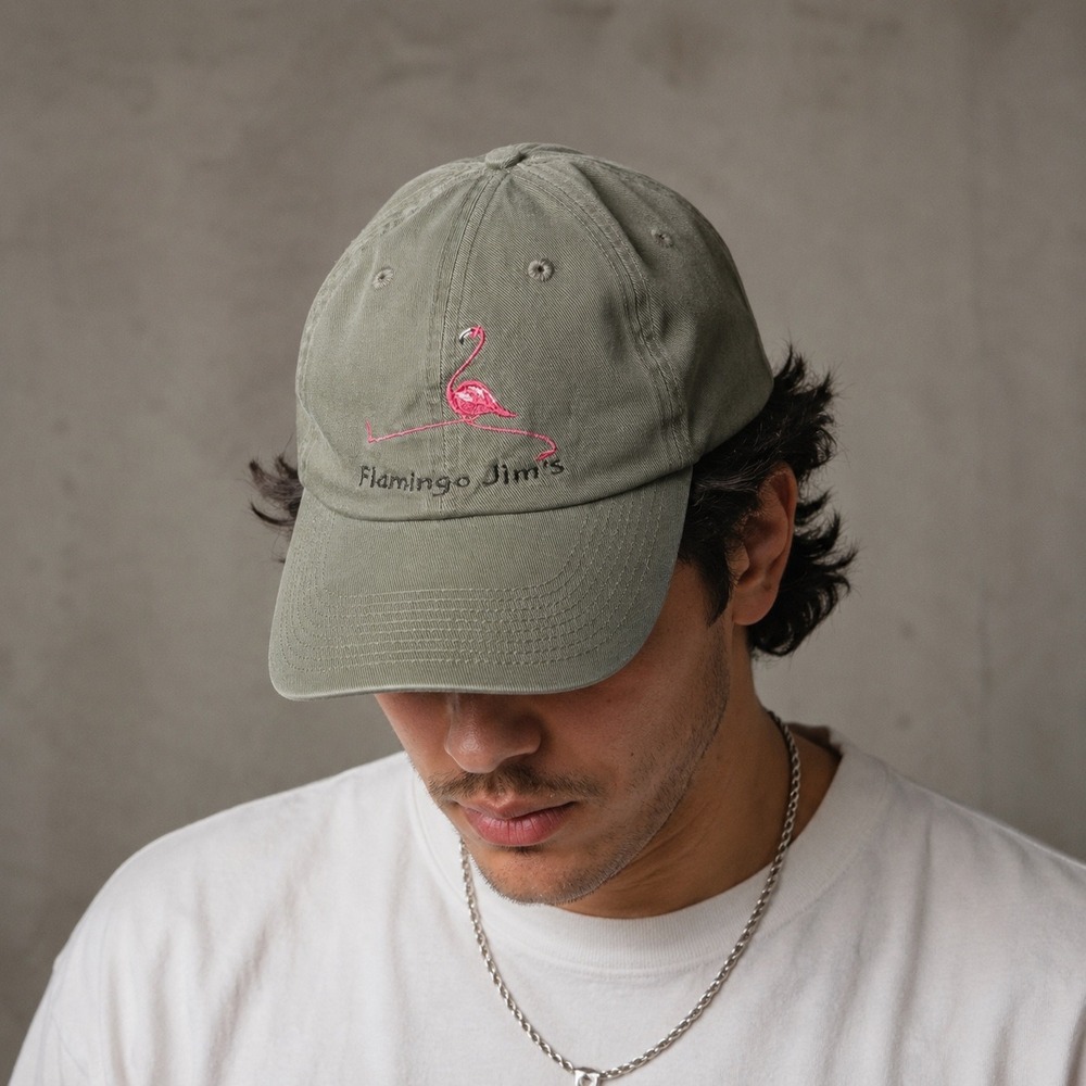 Lidz by Lakeshirts Hat Adult Green Flamingo Jim's Cotton Adjustable Baseball Cap